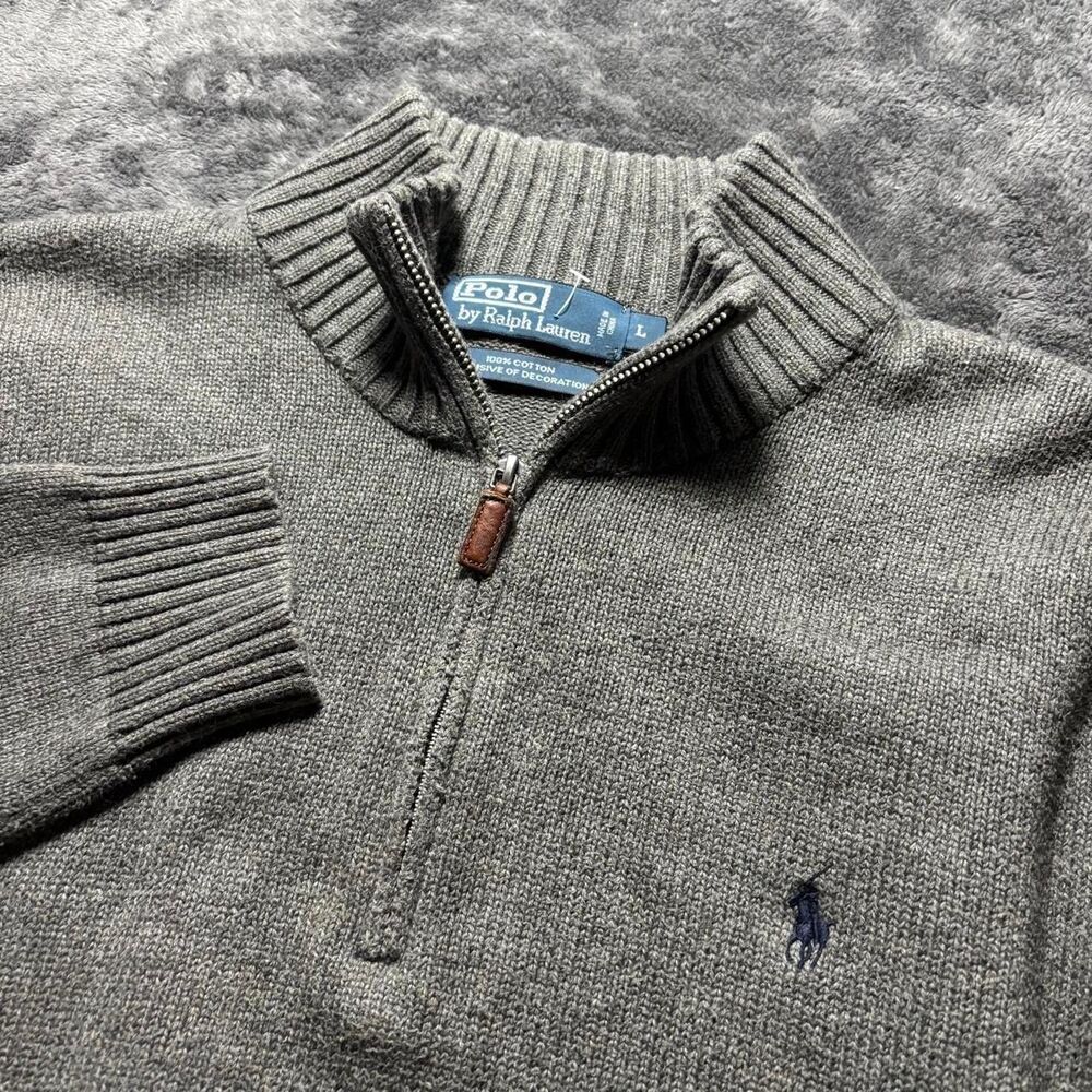 Polo Ralph Lauren Quarter-Zip Sweater Men’s Large Gray Pullover